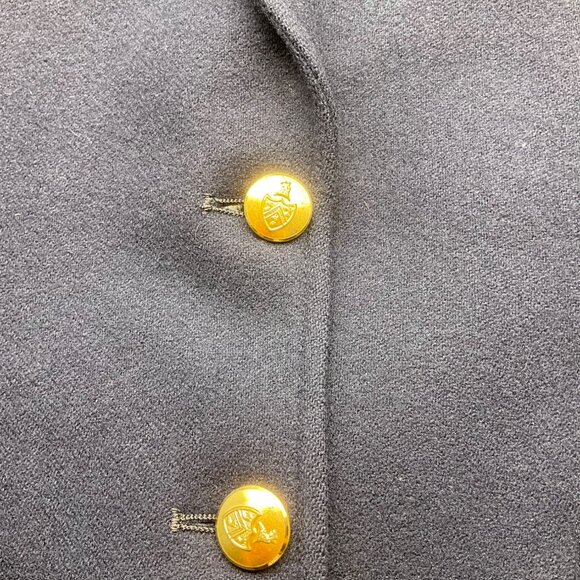 VTG L.S. Ayres Women 4 Navy Blue Wool Blazer Gold Tone Buttons Equestrian Preppy - Picture 8 of 15